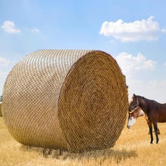 Large Round Bale Hay Net for Horses, 6×6 Ft Knotless Slow Feeder Hay Nets for