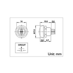 URTONE Momentary Push Button Switch, UR123, 1NO SPST DC/AC 36V 2A Black