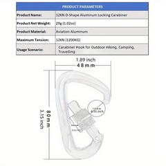 2/4Pack Twist Locking Carabiner Clips Heavy Duty 12 KN D Lock Aluminum Carabiner