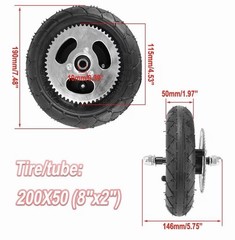 200×50 Crazy Cart ePunk Espark Electric Scooter Wheel 8″x2″ Tire With Sprocket