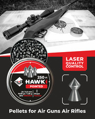 Hawki Airgun Pellets .22 / 5.5 mm Caliber 19.90gr/1.29 g 250 ct Hi6021EX Pointed
