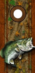 Cornhole Decals Wraps Fishing Graphics Bass Fishing Forest Camouflage 01LR