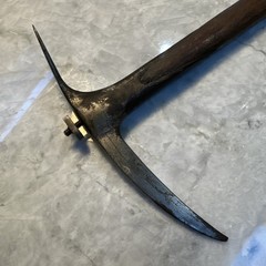 Antique Ice Axe 32.5” Long 9.5” Head Appears unknown wood Shaft, From Japan