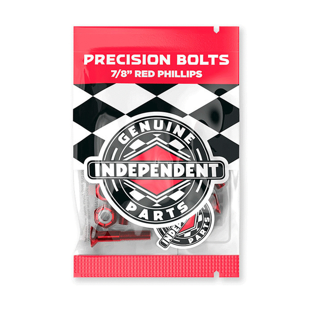 Independent Skateboard Hardware 7/8″ Phillips Black/Red – 8 Nuts/Mounting Bolts
