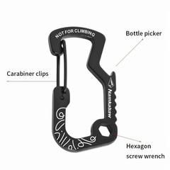 2Pcs Black Plastic Nylon D Carabiner Outdoor Spring Snap Clip Water Bottle Hook