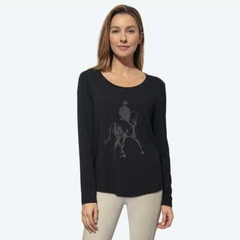 Chestnut Bay Spirit Discipline Tee Long Sleeve Dressage Shirt-L-Black Night