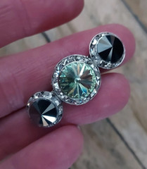Celadon Green English Collar Magnetic brooch and matching 2 pairs of earrings.