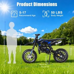 Kids 49cc 2-Stroke GAS Power Mini Pocket Dirt Bike Off Road Motorcycle Motorbike