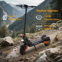 1600W Foldable Electric Scooter, 11» Off Road 40MPH 34 Miles Commuter E-Scooter