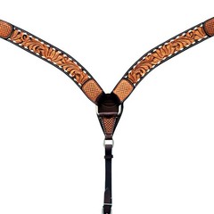 62RK Hilason Horse Floral Hand Carved American Leather Breast Collar Headstall