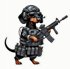 2″ Tactical Dachshund Sticker, Decal, Military, Dog, Police, Sunglasses, Work