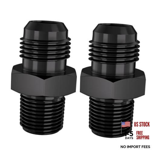8AN Male Flare to 3/8″ NPT Black Aluminium Straight Fitting STL-8AN-3/8NPT-0