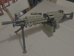 Cybergun x FN M249 MINIMI «Featherweight» Airsoft Machine Gun W/ A&K 1500rd Box