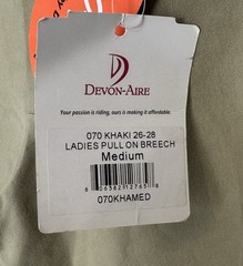 Devon Aire Breech Womens Size M Riding Pants Olive Low Rise Pull On 070 New