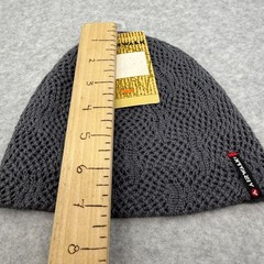 Airwalk Reversible Knit Beanie Gray Striped Logo Teen OSFM NWT