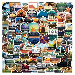 100 Pieces National Park Waterproof Vinyl Travel Sticker Decals, Outdoor Adventu