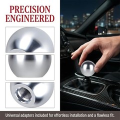 Car Round Ball Gear Shift Knob, Aluminum Alloy Vehicle Manual Automatic Silver