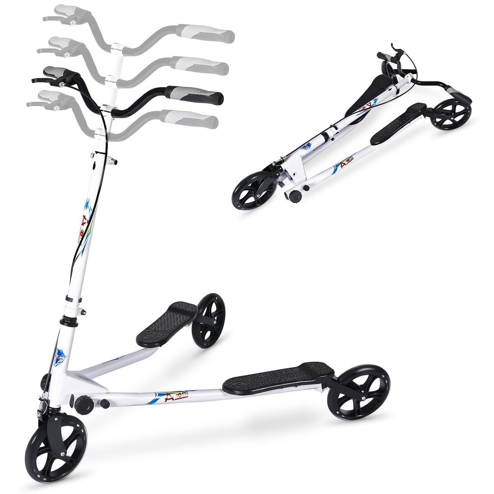 3 Wheel Foldable Scooter Swing Scooter Tri Slider Kick Wiggle Scooters Push D…