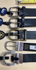 Women’s Black Equestrian Belt Lot, Size 28” 70cm, 3 Ariat, 2 Ovation