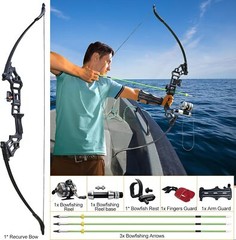40lbs Bowfishing Bow Arrow Set Adults Beginner Combo Kit Reel Fish Recurve Bows