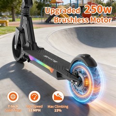 250W Commuter Electric Scooter For Adult 12MPH 10 Mile Range 7.5″ Solid Tires