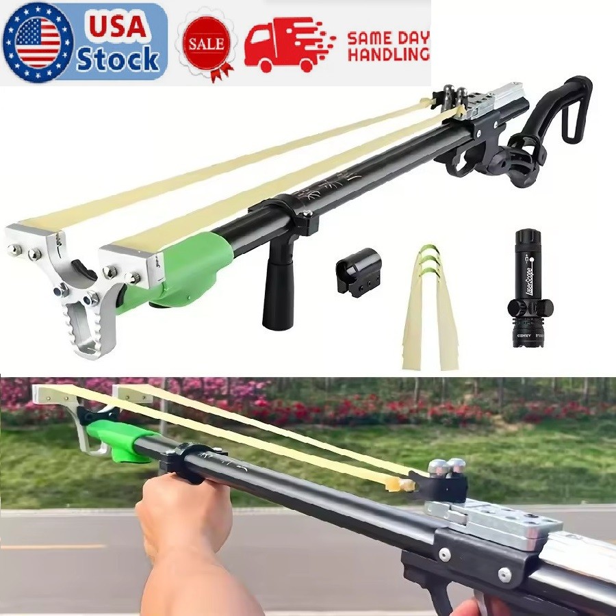 Slingshot Rifle With Laser Aiming Portable Catapult For Adult Outdoor Hunting