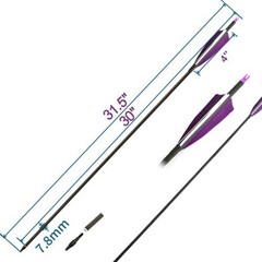 30» Archery Carbon Arrows Spine 500 7.8mm Turkey Feathers for Hunting / Quiver
