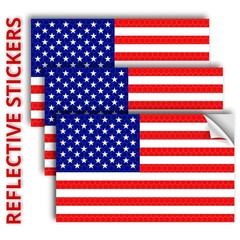 3PC Reflective American Flag Sticker – 5×3 Inches – Multicolor