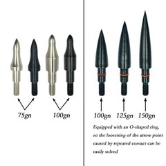 Archery Points 75/100/125/150 Grains 12pcs Stainless Steel 5/16 Inch Screwin…