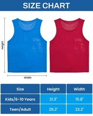 VOGRYE Pinnies Set of 12/24 Scrimmage Vests, Child/6-10 Years, 6-red + 6-blue