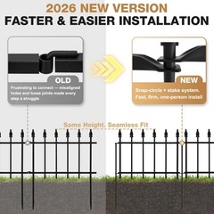 Decorative Garden Fence 10ft (L) x 19in (H) – 7 Panels Heavy Duty Garden Fenc…