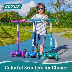 Kids Kick Scooter with LED Lighted Wheels Adjustable Height Handlebar & Widen…