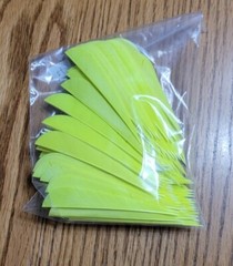 4 inch Feathers Right Wing Parabolic Cut 100 pack Fluorescent Yellow