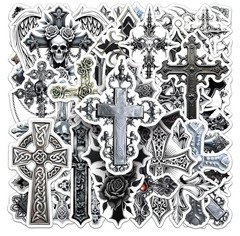 25Pcs Random Gothic Faith Cross Dark Retro Religious Decals Waterproof Stickers