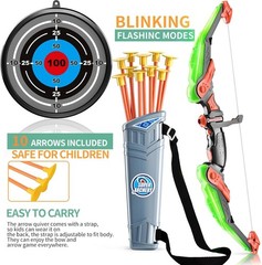 Outdoor Adventure Bow and Arrow Set with LED Light for Boys and Girls Ages 3-10