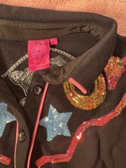 Queen of Sparkles Black Sequin Cropped Western Jacket S