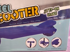 Kids Kick Scooter Blue Adjustable Height Age 3+ Max Weight 75 lbs Safety Brake