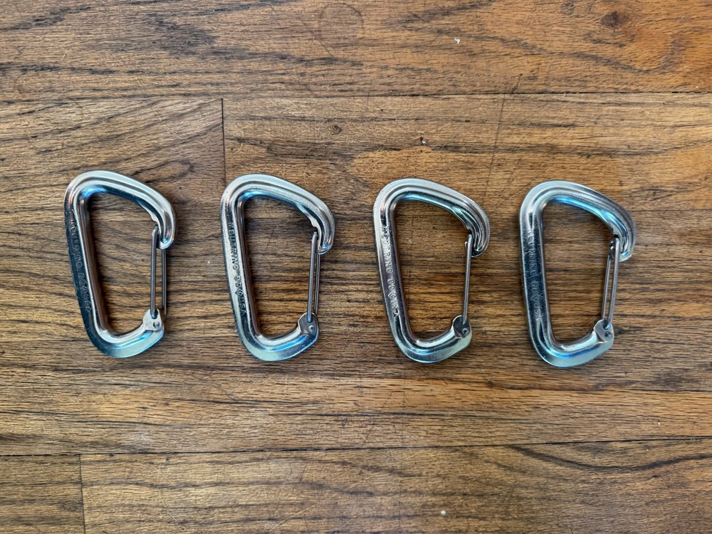 BLACK DIAMOND Neutrino Wiregate Carabiner Lot x4 Silver Trad Climbing Rack Set