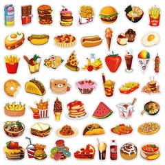 200 Pcs Cute Fast Food Stickers Self Adhesive Decorative Decals for Scrapbooking