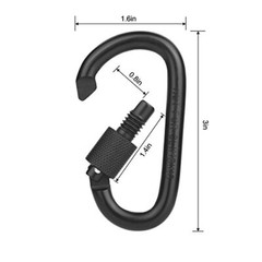 Locking Carabiner Clip, Caribeaner Clips Black D Ring Spring Snap Key 4Pack
