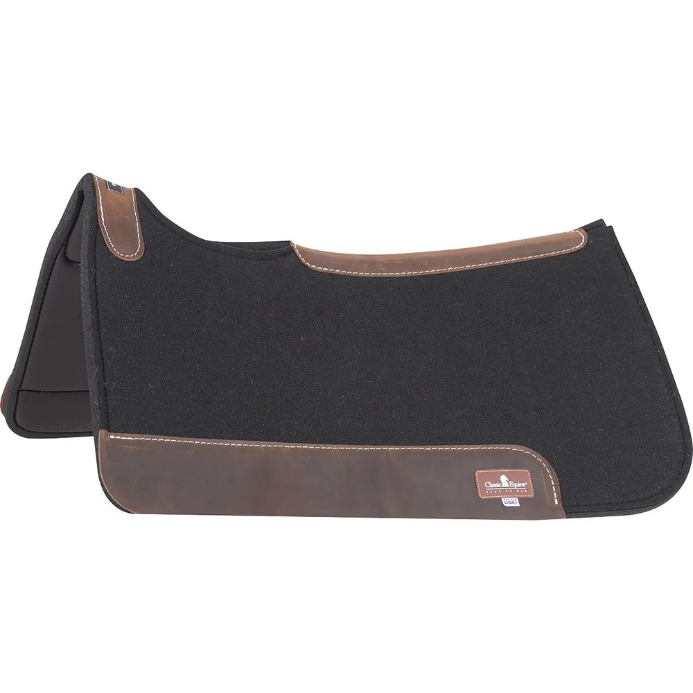 Classic Equine Contourpedic Saddle Pad – Black 30×30 – 1/8” Wool Felt Top &