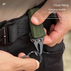 2PCS Tactical Nylon Webbing Buckle Carabiner Molle Belt Clip Key Ring Holder