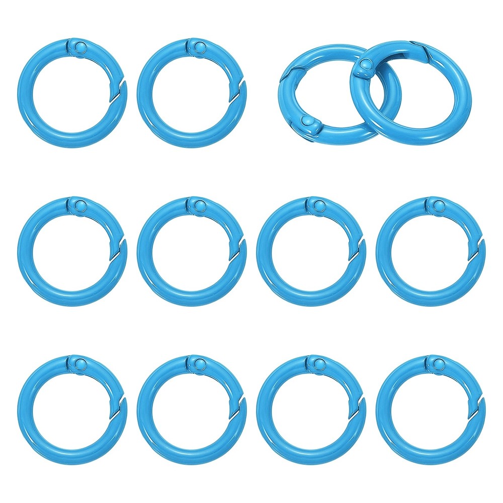 1″ Spring O Rings, Spring Snap Keyring for Handbag, 12 Pack Blue