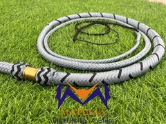 Nylon Bullwhip, Light Grey and Black: Australian Style, Size 4ft-12ft