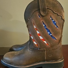 Wolverine Waterproof Western Boots American Flag Design Brown