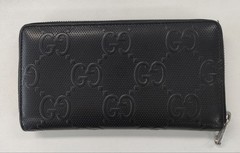 Gucci Shima Round-Zip Long Wallet Black Silver Hardware Japan 0611574