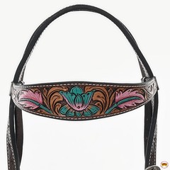 Western Headstall and Breast Collar Set HILASON Tooled Leather Horse Bridle Tack
