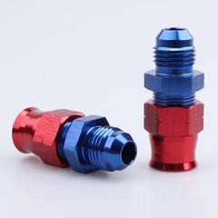 -6 AN Male to 3/8″ Hardline Compression Fitting 6AN to 3/8″ Red/Blue – 2PCS