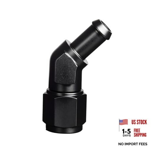 6AN Female to 5/16 Barb 45 Degree Swivel Hose Fitting 6AN to 5/16 45Degree