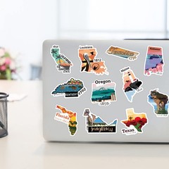 50 Pcs US State Stickers USA Map Stickers Outdoor Travel Hiking Stickers